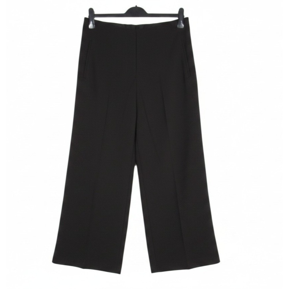 GLAM Black TWILL HIGH-WAIST Side Pockets WIDE LEG Elastic Back DRESS PANTS 2X
